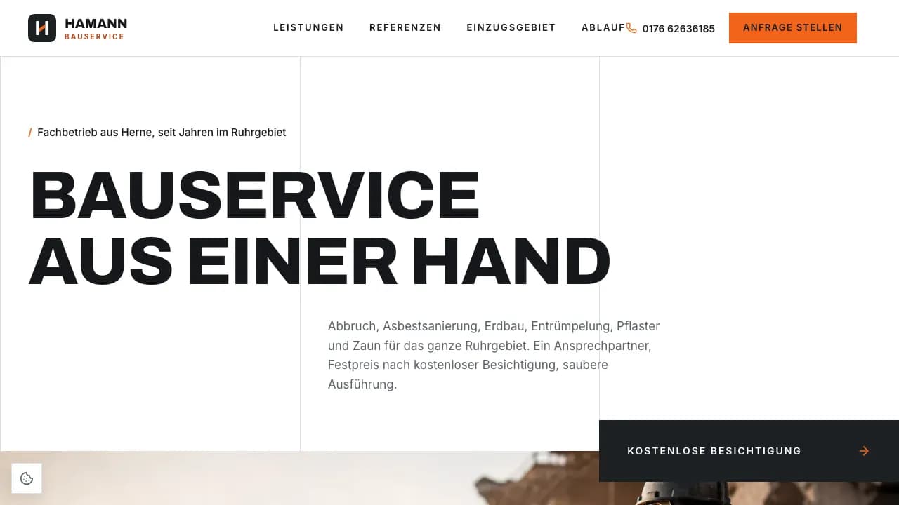 Screenshot Hamann Bauservice