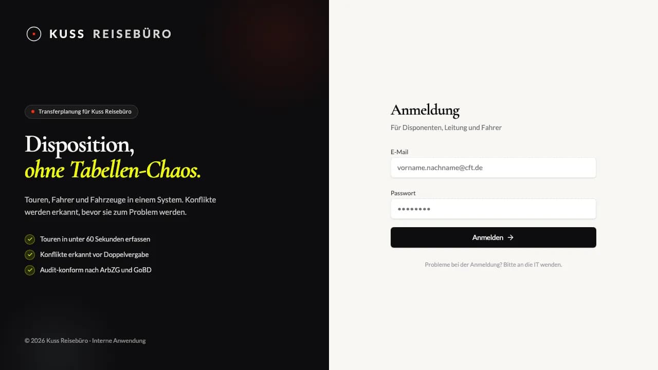 Screenshot Kuss Reisebüro TMS