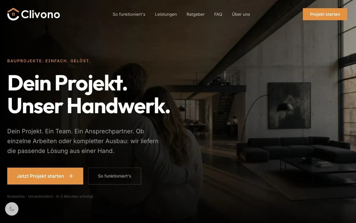 Screenshot der Website: Clivono