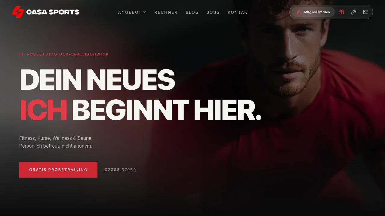 Eine Startseite, die das Studio verkauft