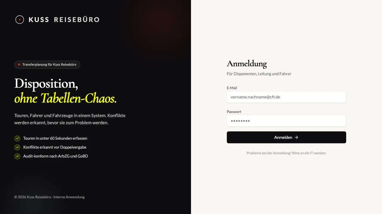 Screenshot Kuss Reisebüro TMS