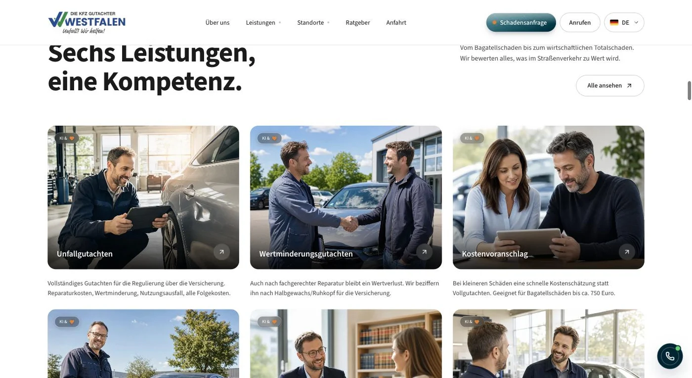Sechs Leistungen, jede mit ihrer Grenze